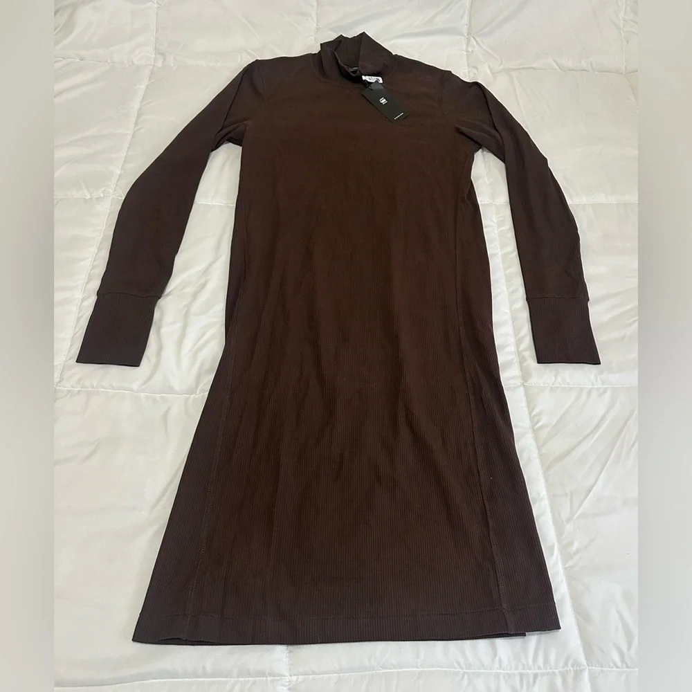 New Women's G Star Raw Sz XXL Slim Rib Dress Mock In Brown - Picture 1 of 6
